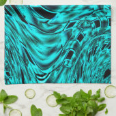 Kegelförmige Quadrate spiegeln sich in einem zyani Geschirrtuch (Gefaltet)