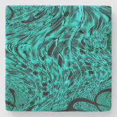 Kegelförmige Quadrate spiegeln sich in einem zyani Steinuntersetzer (Vorderseite)