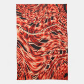 Kegelförmige Quadrate spiegeln sich in Korallen un Geschirrtuch (Vertikal)