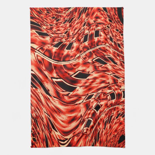 Kegelförmige Quadrate spiegeln sich in Korallen un Geschirrtuch (Vertikal)