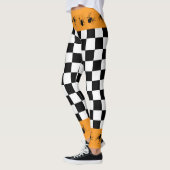 Kegelförmige Schwarz-weiße Halloween-Spinnen Leggings (Links)