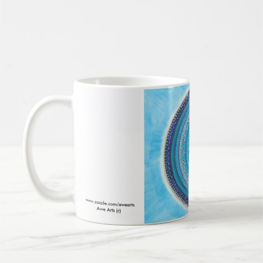 Kehle Chakra Mandala-Tasse Kaffeetasse (Links)