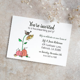 Kehle in Nest mit Pumpkins Fall Housewarming Party Ankündigung
