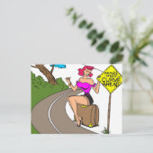 Kehle vorn, Hübsche Hitchikerin, sonnig Postkarte (Stehend Vorderseite)