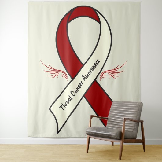 Kehlkopfkrebs-Bewusstsein mit Flügeln Wandteppich (Beispiel)