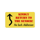 "Kehren Sie bitte zum Absender zurück!" "Kein solc Adressaufkleber (Vorne)