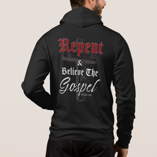 Kehren und Glauben an das Evangelium: Christlicher Hoodie (Rückseite)