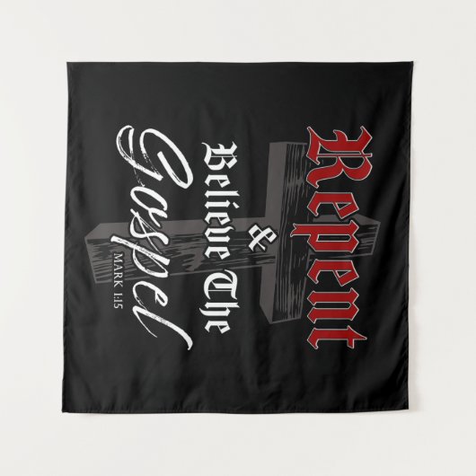 Kehren und Glauben an das Evangelium: Christlicher Wandteppich (Vorderseite (Horizontal))