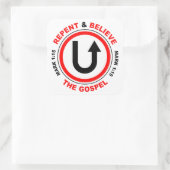 Kehren und Glauben Sie das Evangelium: Jesus Chris Quadratischer Aufkleber (Tasche)