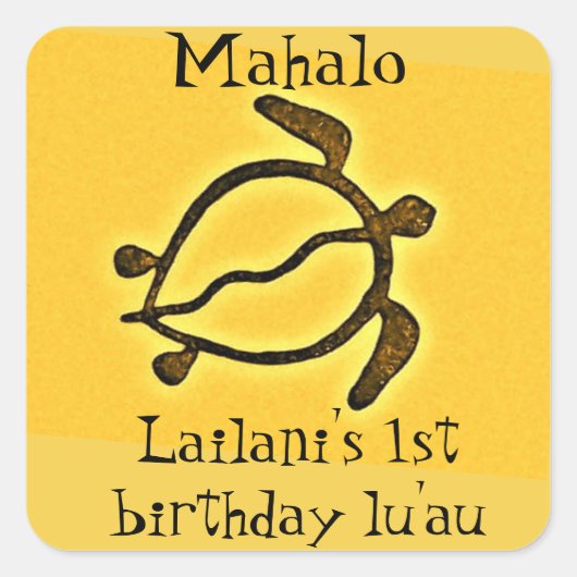 Keiki First Birthday Luau Vielen Dank Quadratischer Aufkleber (Vorderseite)
