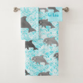 Keiki Watercolor Dolphin Wave Badhandtuch Set (Insitu)