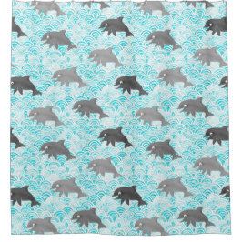 Keiki Watercolor Dolphin Wave Duschvorhang