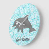 Keiki Watercolor Dolphin Wave Große Wanduhr (Winkel)