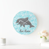 Keiki Watercolor Dolphin Wave Große Wanduhr (Zuhause)