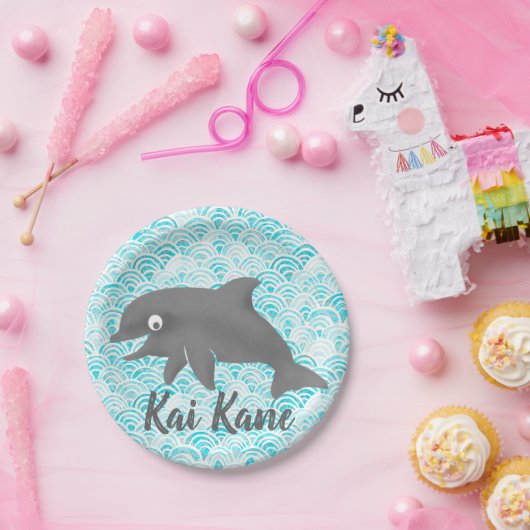 Keiki Watercolor Dolphin Wave Pappteller (Party)