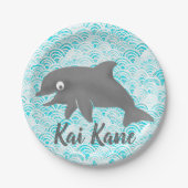 Keiki Watercolor Dolphin Wave Pappteller (Vorderseite)