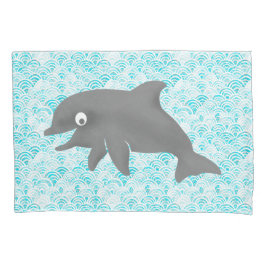 Keiki Watercolor Dolphin Wave Reversible Kissenbezug