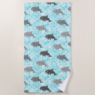 Keiki Watercolor Dolphin Wave Strandtuch