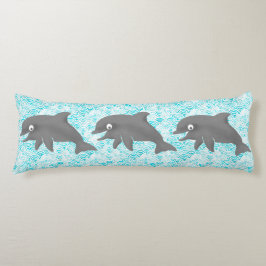 Keiki Watercolor Dolphin Wave und Karierte Reversi Seitenschläferkissen