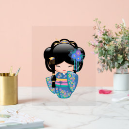 Keiko Kokeshi Doll - Blue Kimono Geisha Girl Acrylschild