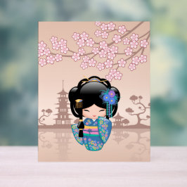 Keiko Kokeshi Doll - Blue Kimono Geisha Girl Acrylschild