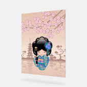 Keiko Kokeshi Doll - Blue Kimono Geisha Girl Acrylschild (Winkel)