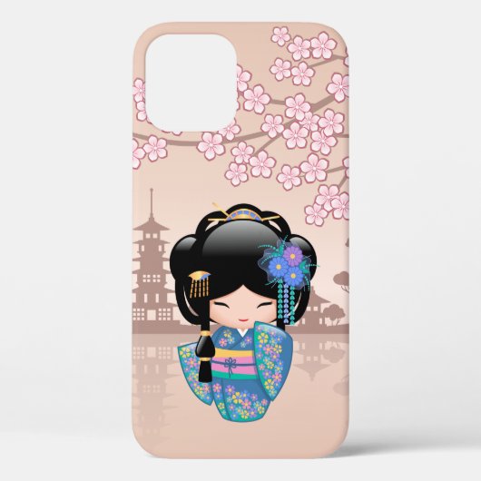 Keiko Kokeshi Doll - Blue Kimono Geisha Girl Case-Mate iPhone Hülle (Rückseite)