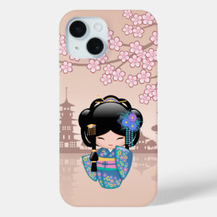 Keiko Kokeshi Doll - Blue Kimono Geisha Girl Case-Mate iPhone Hülle
