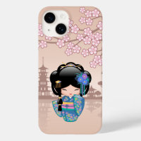 Keiko Kokeshi Doll - Blue Kimono Geisha Girl