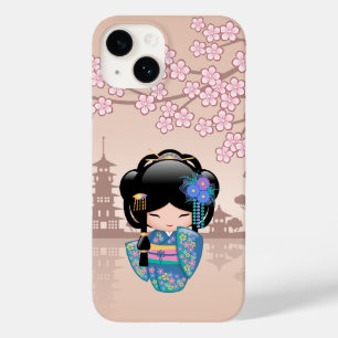 Keiko Kokeshi Doll - Blue Kimono Geisha Girl Case-Mate iPhone 14 Hülle