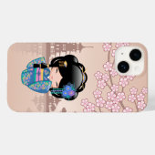 Keiko Kokeshi Doll - Blue Kimono Geisha Girl Case-Mate iPhone Hülle (Rückseite (Horizontal))
