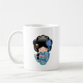 Keiko Kokeshi Doll - Blue Kimono Geisha Girl Coffe Kaffeetasse (Links)
