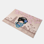 Keiko Kokeshi Doll - Blue Kimono Geisha Girl Fußmatte (Schrägansicht)