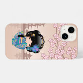 Keiko Kokeshi Doll - Blue Kimono Geisha Girl iPhone Hülle (Rückseite (Horizontal))