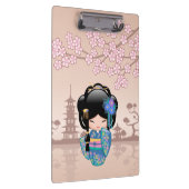 Keiko Kokeshi Doll - Blue Kimono Geisha Girl Klemmbrett (Rechts)