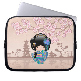 Keiko Kokeshi Doll - Blue Kimono Geisha Girl Laptopschutzhülle