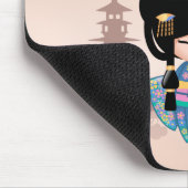 Keiko Kokeshi Doll - Blue Kimono Geisha Girl Mousepad (Ecke)