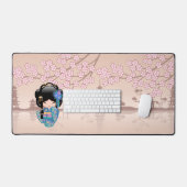 Keiko Kokeshi Doll - Blue Kimono Geisha Girl Schreibtischunterlage (Tastatur & Maus)