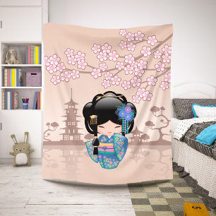 Keiko Kokeshi Doll - Blue Kimono Geisha Girl Sherpadecke