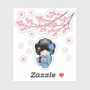 Keiko Kokeshi Doll - Niedliches japanisches Geisha Aufkleber