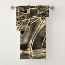 Keilgebogene Bänder, kontrastierte Relieflinien Badhandtuch Set