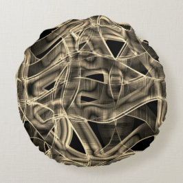 Keilgebogene Bänder, kontrastierte Relieflinien Rundes Kissen