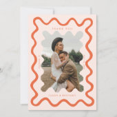 Keilhandgezogenes Orange-Hochzeitssemble-Foto Dankeskarte (Vorderseite)