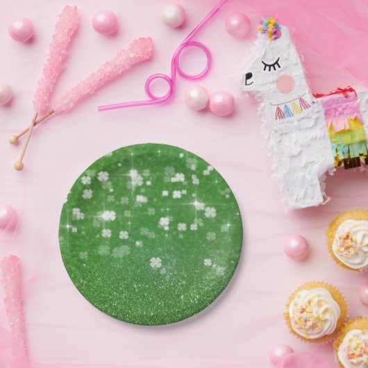 Keilklemme Glitzer Clover - Papierplatte Pappteller (Party)