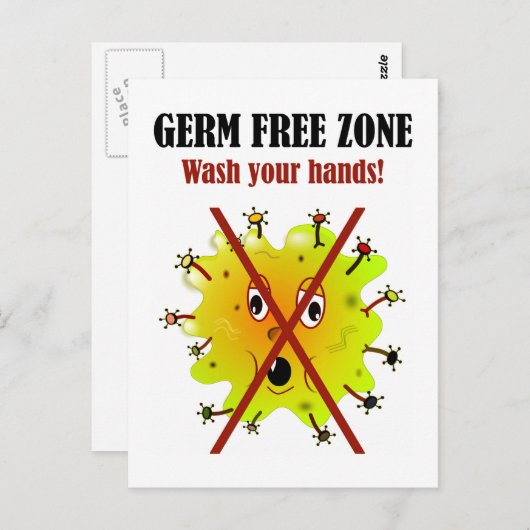 Keimfreie Zone. Wasch dir die Hände! Postkarte (Vorne/Hinten)