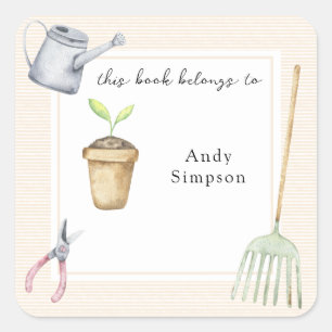 Keimling Dieses Buch gehört Quadratischer Aufkleber