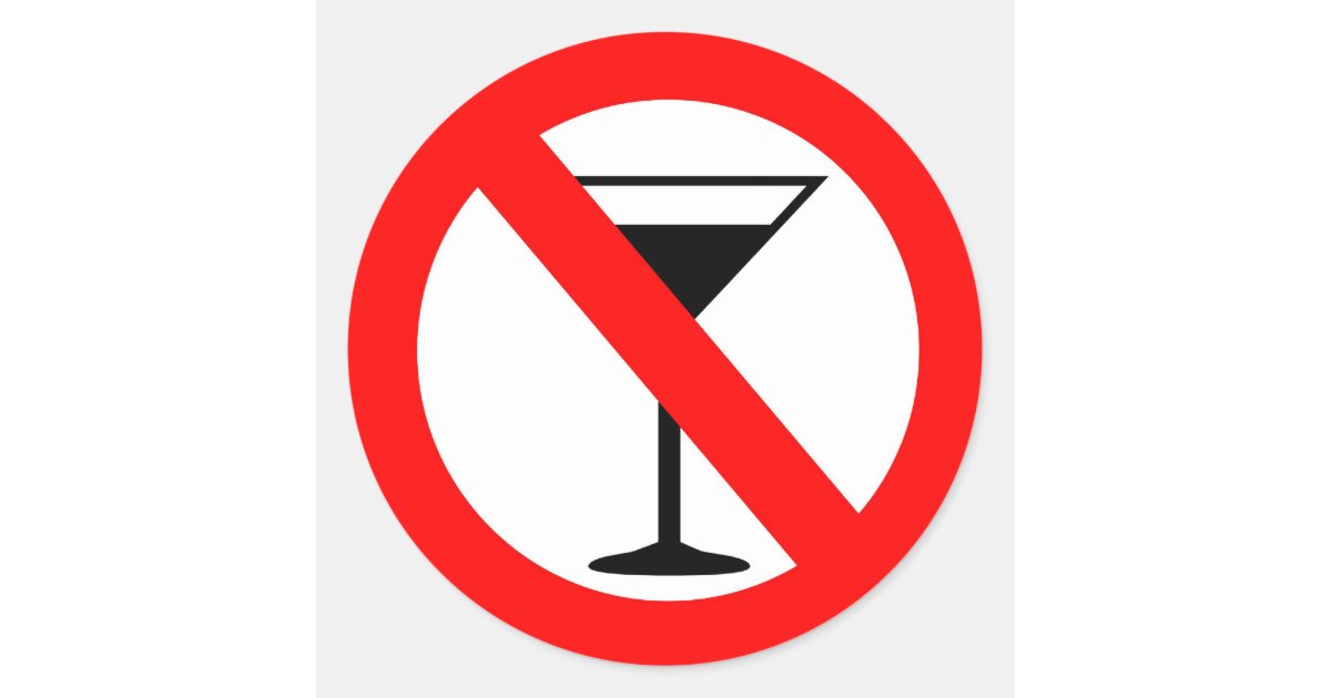Kein Alkohol-Zeichen Runder Aufkleber | Zazzle