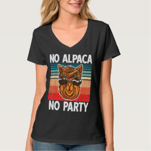 Kein Alpaca Kein Party Funny Alpaca mit Sonnenbril T-Shirt