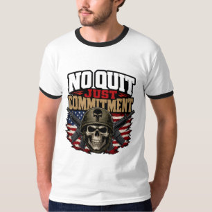 Kein Aufgeben, nur Engagement Militär-Schädel T-Shirt