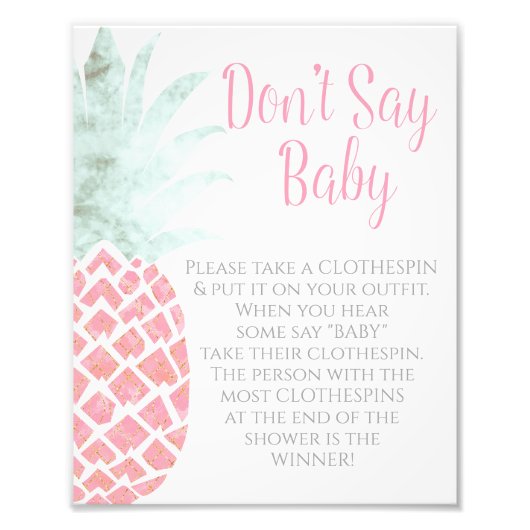 Kein Baby Ananas Tropical Baby Duschzeichen Fotodruck (Vorne)